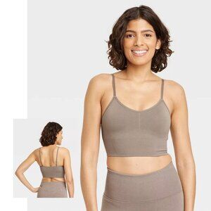 All in Motion Dark Brown/Taupe Longline Sports Bra, XS, XL